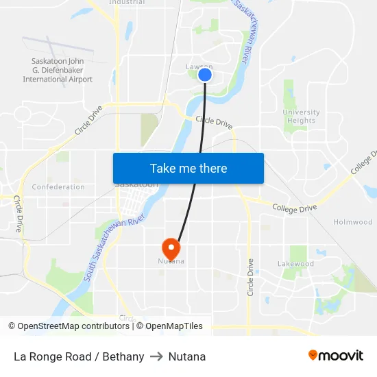 La Ronge Road / Bethany to Nutana map