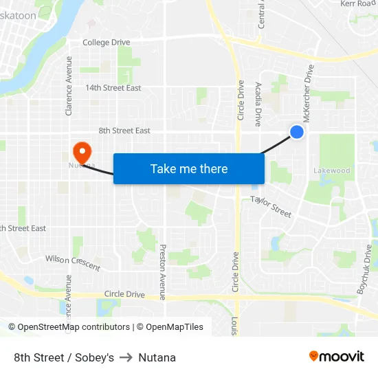 8th Street / Sobey's to Nutana map