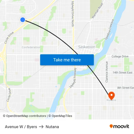 Avenue W / Byers to Nutana map