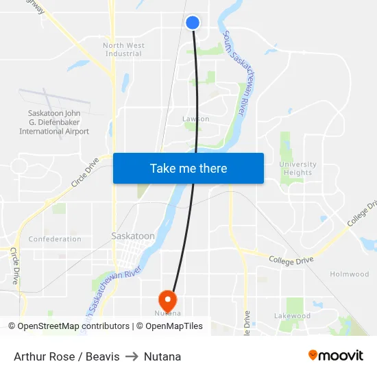 Arthur Rose / Beavis to Nutana map