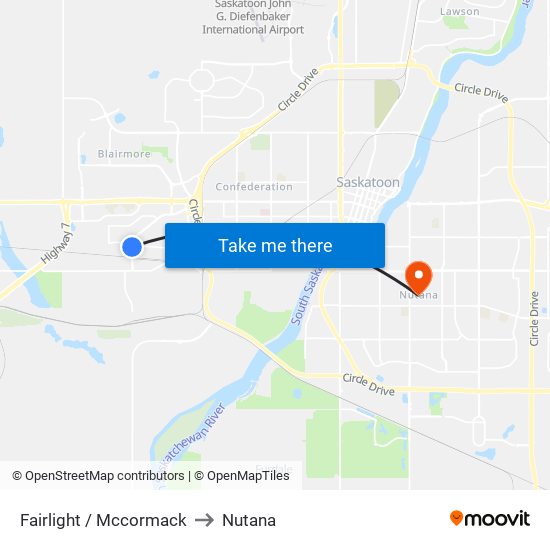 Fairlight / Mccormack to Nutana map