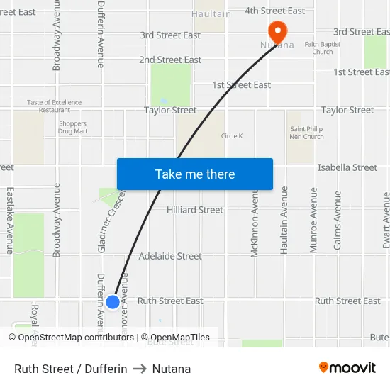 Ruth Street / Dufferin to Nutana map