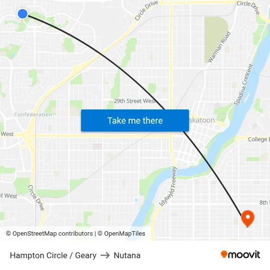 Hampton Circle / Geary to Nutana map