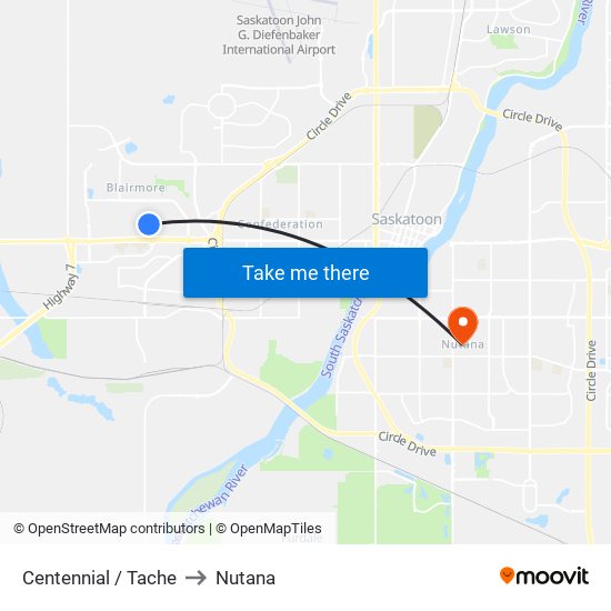 Centennial / Tache to Nutana map