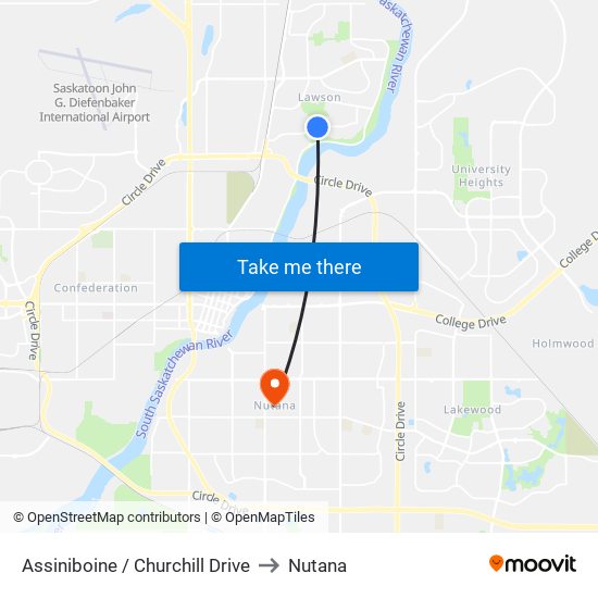 Assiniboine / Churchill Drive to Nutana map