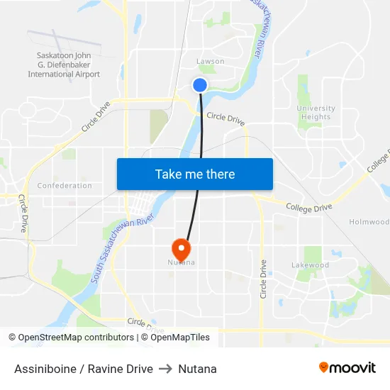 Assiniboine / Ravine Drive to Nutana map