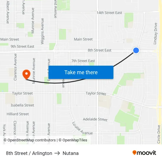 8th Street / Arlington to Nutana map