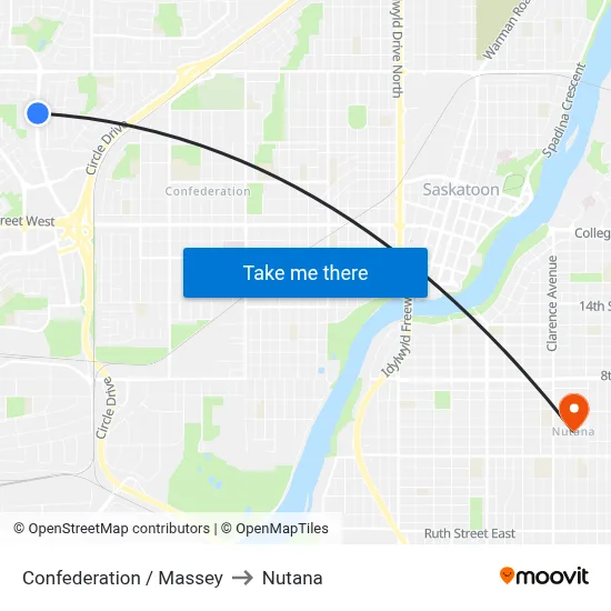Confederation / Massey to Nutana map