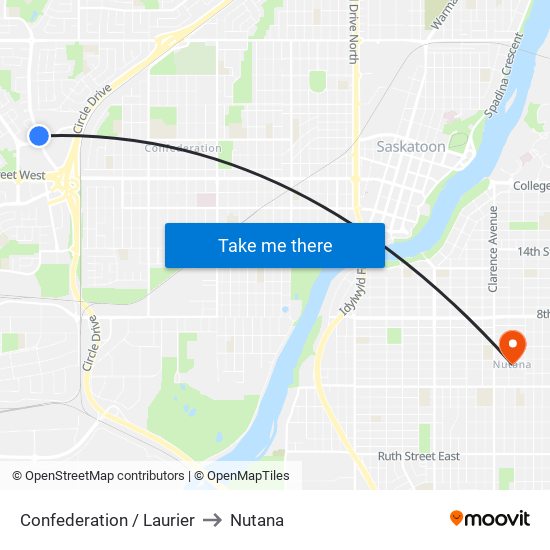 Confederation / Laurier to Nutana map