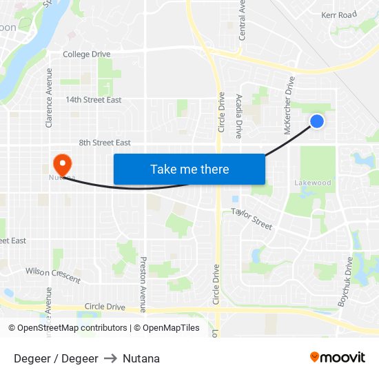 Degeer / Degeer to Nutana map