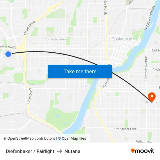 Diefenbaker / Fairlight to Nutana map