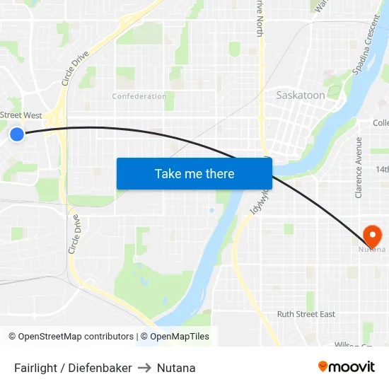 Fairlight / Diefenbaker to Nutana map