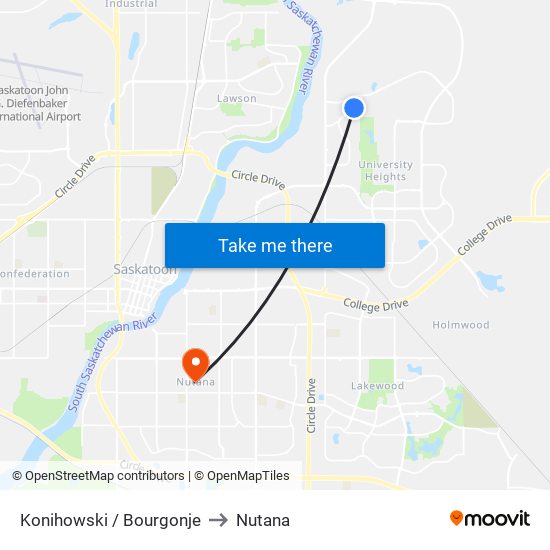 Konihowski / Bourgonje to Nutana map