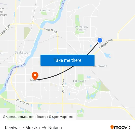 Keedwell / Muzyka to Nutana map