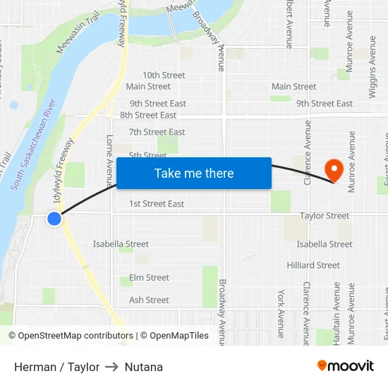 Herman / Taylor to Nutana map
