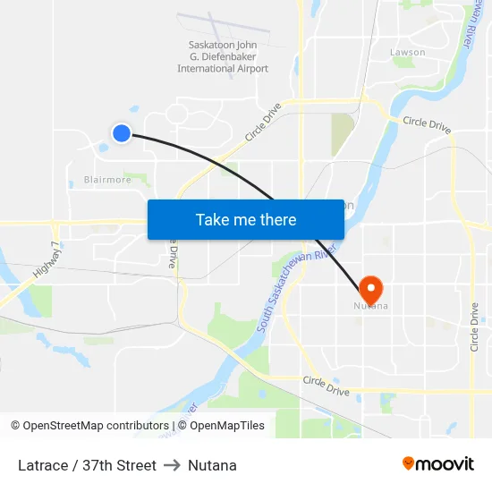 Latrace / 37th Street to Nutana map