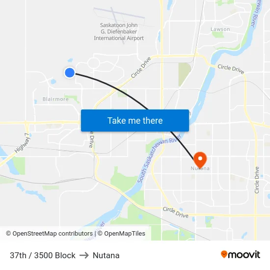 37th / 3500 Block to Nutana map