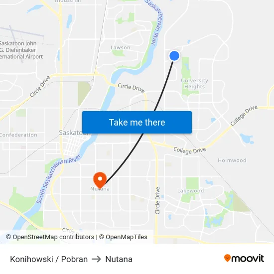 Konihowski / Pobran to Nutana map