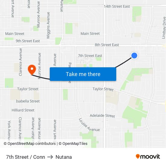 7th Street / Conn to Nutana map