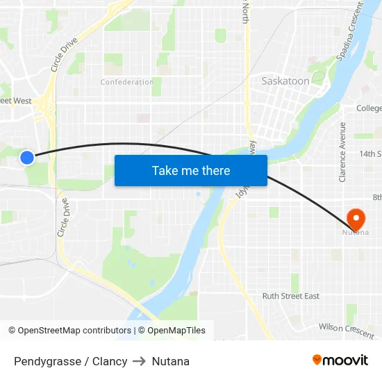 Pendygrasse / Clancy to Nutana map