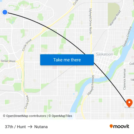 37th / Hunt to Nutana map