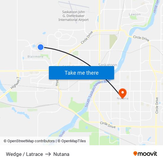 Wedge / Latrace to Nutana map