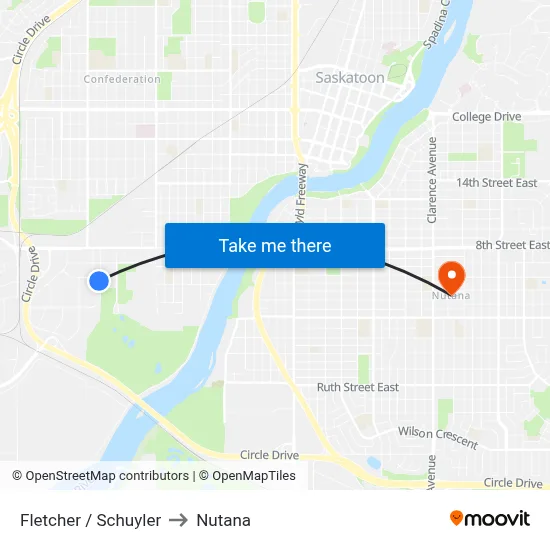Fletcher / Schuyler to Nutana map
