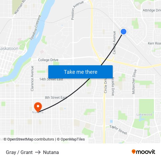 Gray / Grant to Nutana map