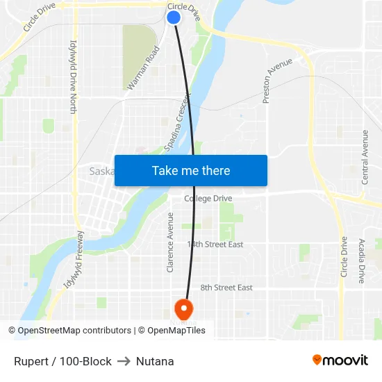 Rupert / 100-Block to Nutana map