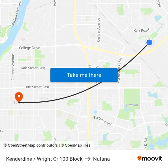 Kenderdine / Wright Cr 100 Block to Nutana map