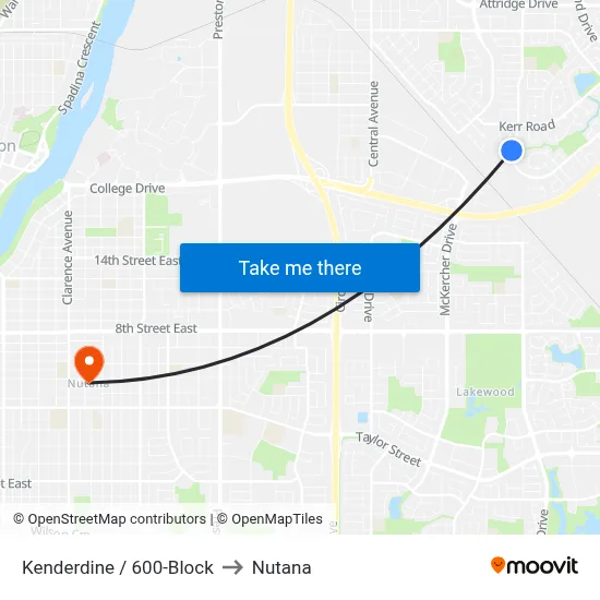 Kenderdine / 600-Block to Nutana map