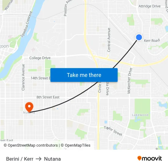 Berini / Kerr to Nutana map