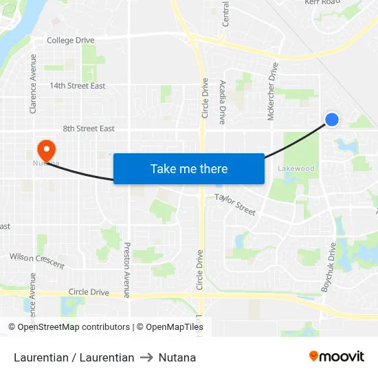 Laurentian / Laurentian to Nutana map