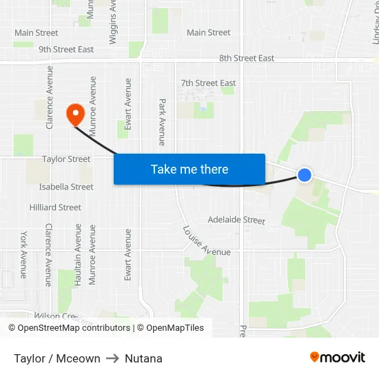 Taylor / Mceown to Nutana map