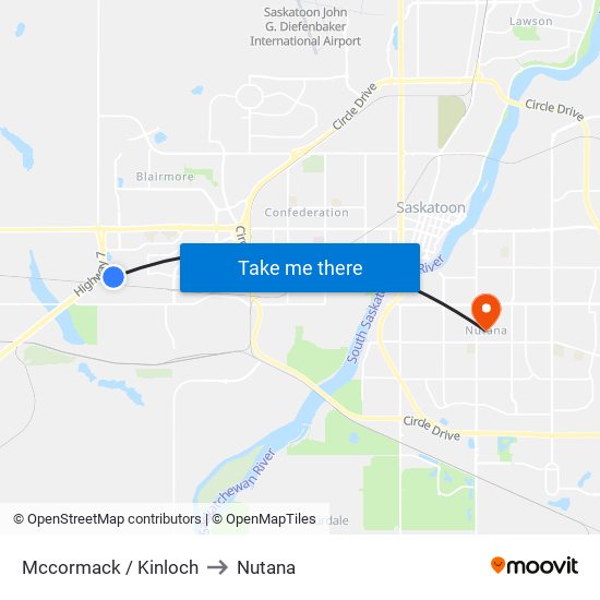 Mccormack / Kinloch to Nutana map