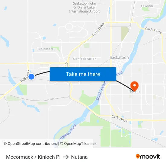 Mccormack / Kinloch Pl to Nutana map