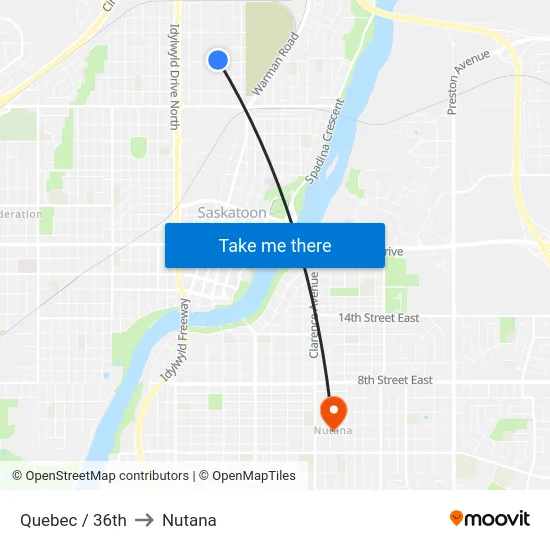 Quebec / 36th to Nutana map