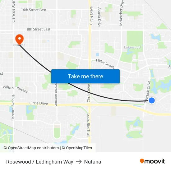 Rosewood / Ledingham Way to Nutana map