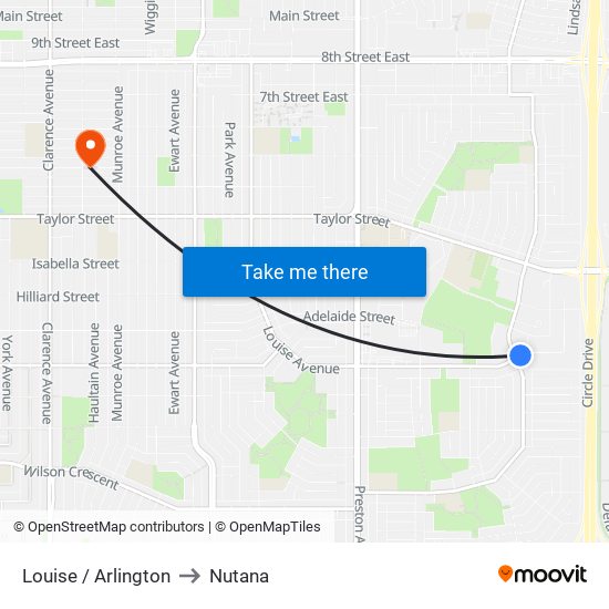 Louise / Arlington to Nutana map