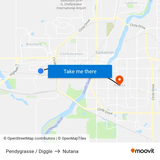 Pendygrasse / Diggle to Nutana map