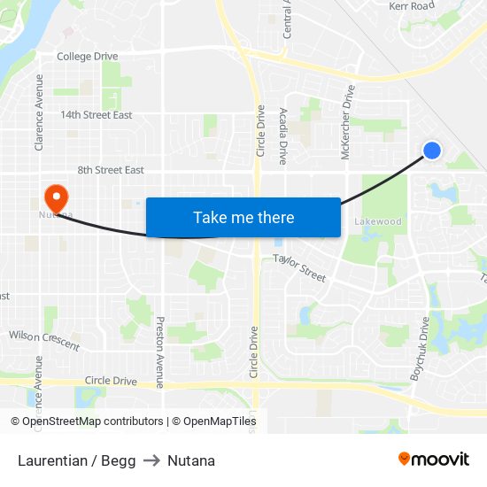 Laurentian / Begg to Nutana map