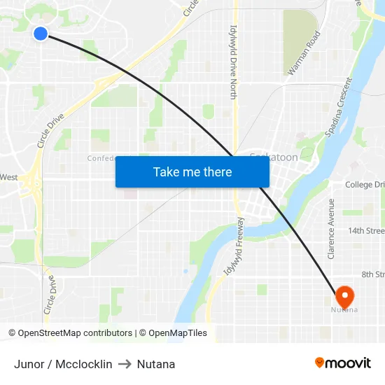 Junor / Mcclocklin to Nutana map