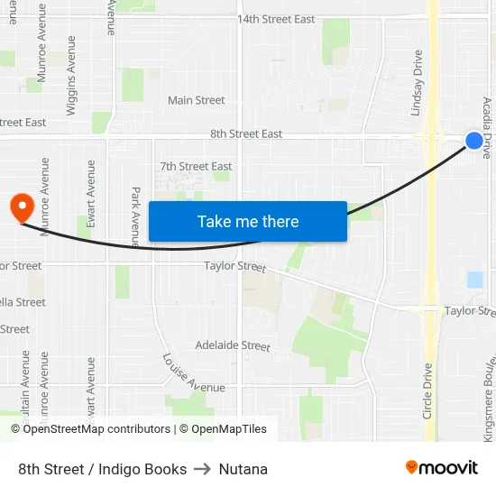8th Street / Indigo Books to Nutana map
