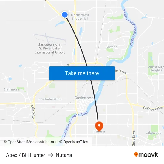 Apex / Bill Hunter to Nutana map