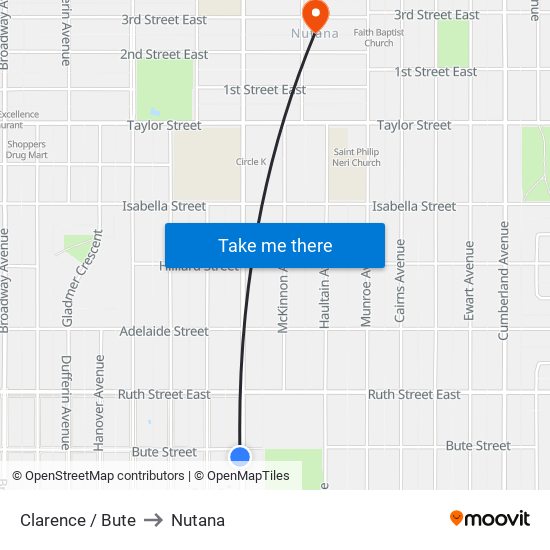 Clarence / Bute to Nutana map