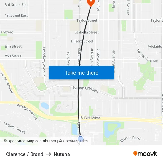 Clarence / Brand to Nutana map