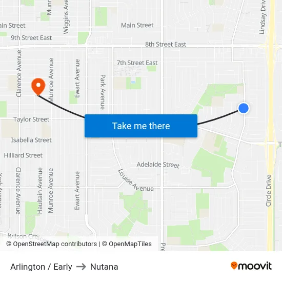 Arlington / Early to Nutana map