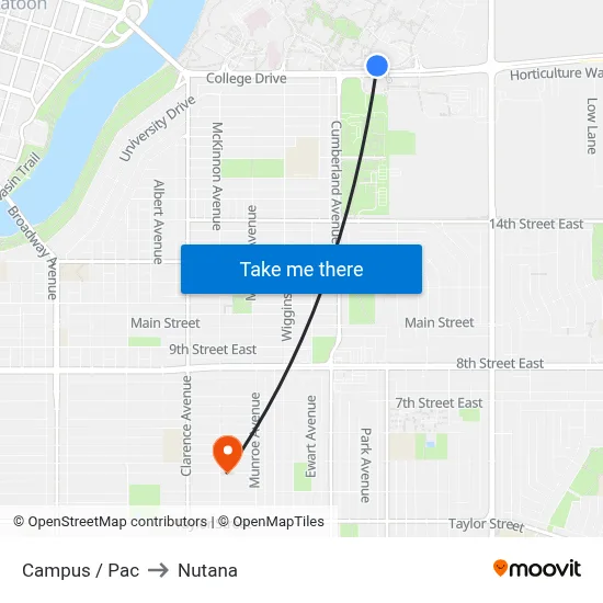 Campus / Pac to Nutana map