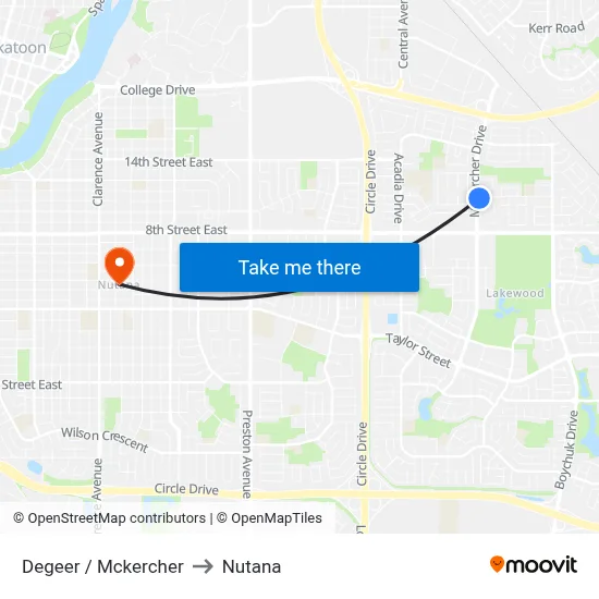 Degeer / Mckercher to Nutana map