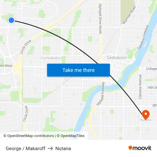 George / Makaroff to Nutana map
